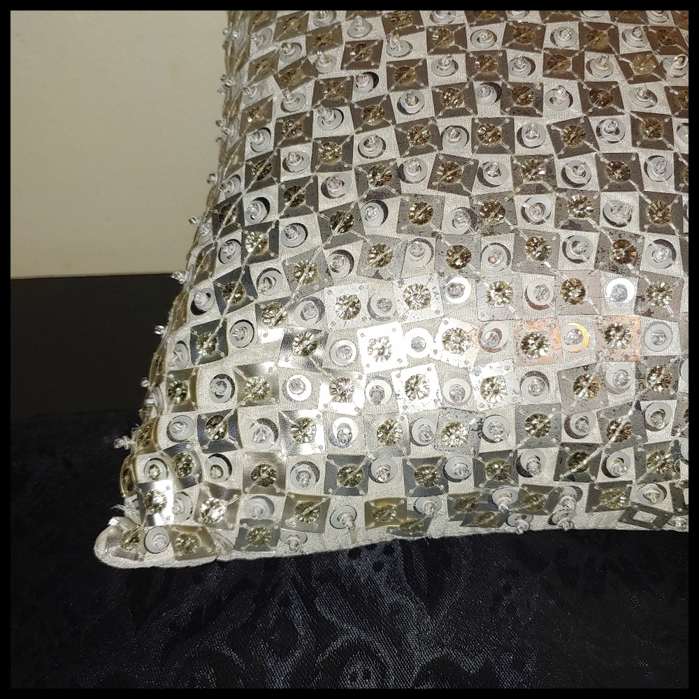 Max Studio Silver Sequined Accent Pillow - Picture 4 of 10